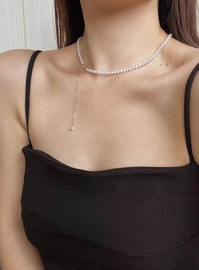 正圆强光baby迷你贝珠珍珠项链施家珍珠项链小灯泡轻奢锁骨链爆款