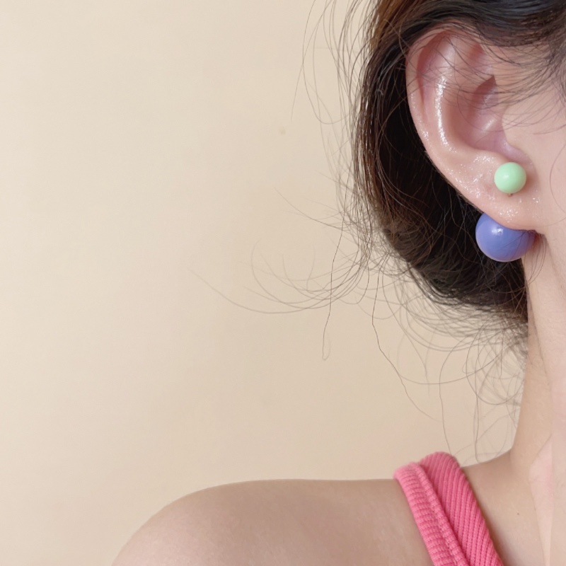 紫色球球俏皮耳钉韩国气质百搭一款两戴耳环时尚个性甜美耳饰春夏 - 图0