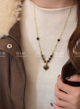 美拉德虎眼石轻奢叠戴毛衣链