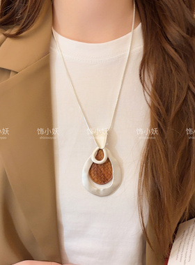 民族风木头吊坠长款项链