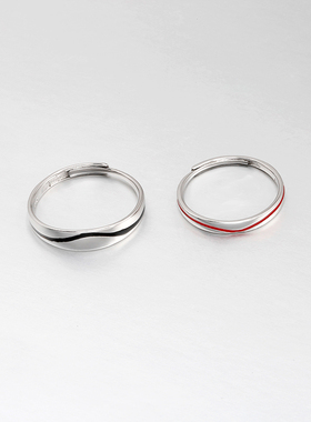 共度余生」情侣戒指一对开口925银男女对戒简约小众设计定情信物