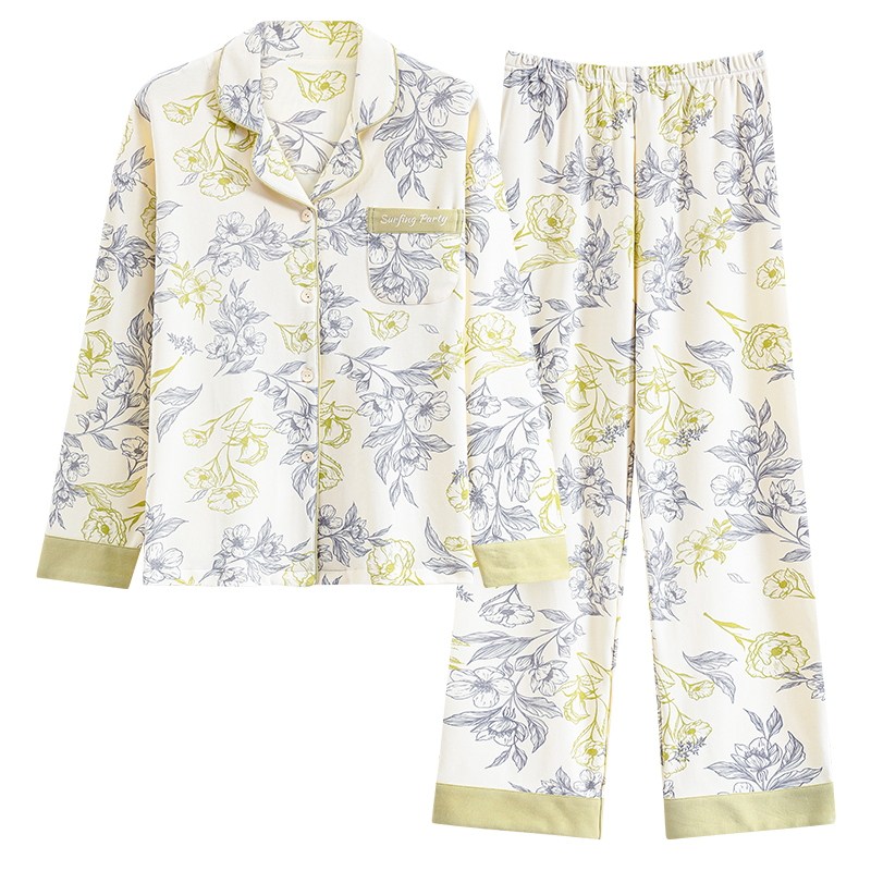 浪莎带胸垫睡衣女春秋款纯棉长袖高级感女士可外穿宽松家居服套装,淘宝优惠券,粉丝福利购,淘宝优惠卷