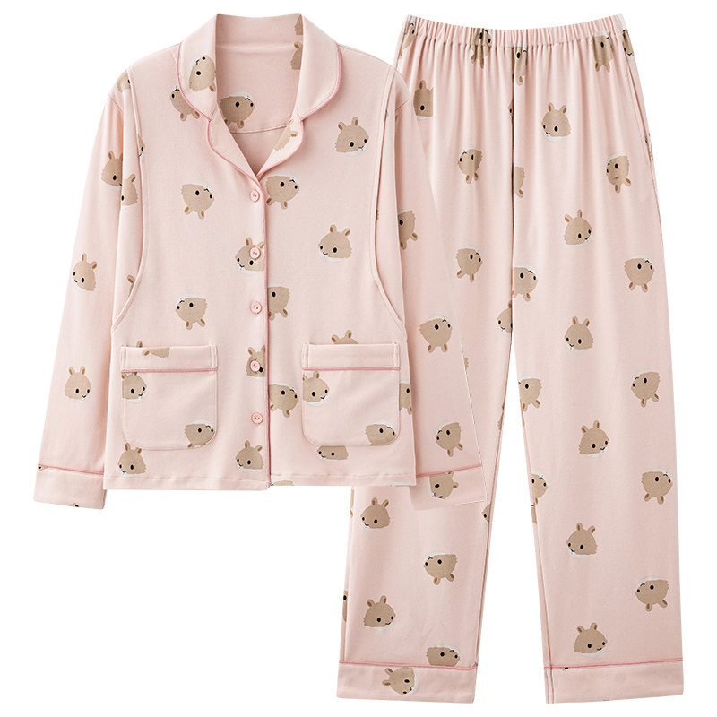 浪莎月子服纯棉孕妇睡衣女士春秋季怀孕期产后哺乳喂奶家居服套装
