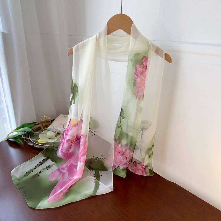 花色长条丝巾女春秋薄款时尚百搭乔其纱多色印花小纱巾防晒披肩,淘宝优惠券,粉丝福利购,淘宝优惠卷