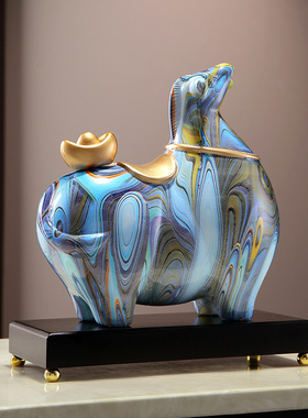 现代轻奢彩色马上有钱马摆件