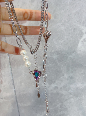 魅芽仙骨钛钢小众个性爱心项链