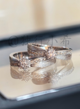 黎夫人磨砂100级牵绊戒指s925纯银闭口小雪花戒指高级轻奢小众设