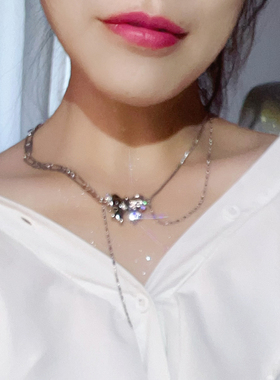 魅芽仙骨帅酷女孩蝴蝶结项链