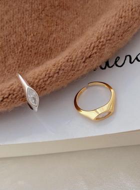 通体S925纯银个性马眼锆石戒指小众高级感食指戒女