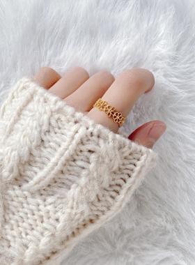 韩版S925纯银镂空蕾丝花边戒指女ins小众轻奢仙气简约开口指环