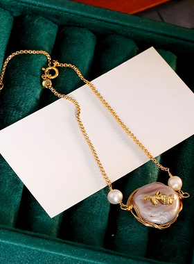 夏季手饰巴洛克珍珠手链女 新款玫瑰花淡紫色巴洛克时尚轻奢手串