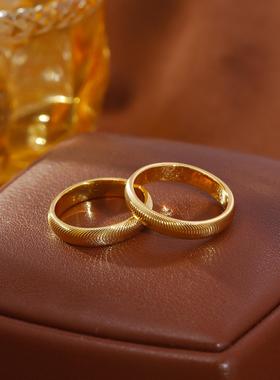 2025年爆款戒指 小众设计感简约百搭网红铜镀18k金素圈食指环