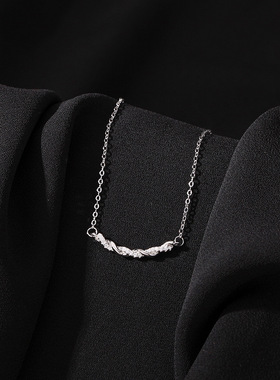 999纯银镶钻麻花项链轻奢小众气质不掉色微笑高级感ins锁骨链女潮