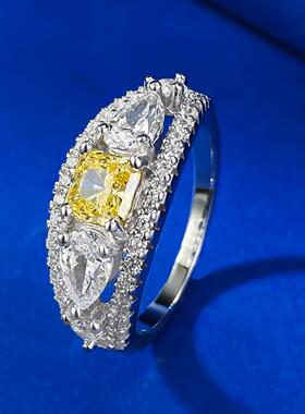 轻奢珠宝款S925银冰花切高碳钻5*