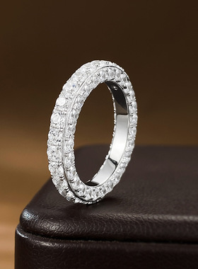 珠宝三面满钻戒指欧美INS时尚个性满钻单排 轻奢时尚指环百搭