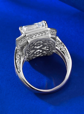 珠宝2024新款S925银豪镶10*14阿斯切高碳钻戒指环欧美款