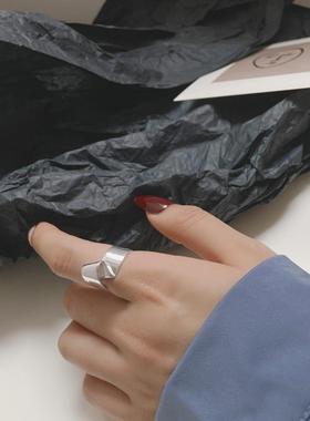 欧美极简个性不规则S925纯银戒指冷淡风潮复古轻奢时尚开口手饰品