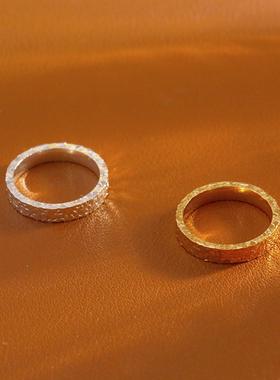 轻奢爆闪碎冰冰戒指 2025年新款网红爆款满天星铜镀18k金素圈指环