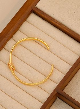 素圈打结开口手镯网红爆款轻奢小众2023年新款冬季高级感简约饰品