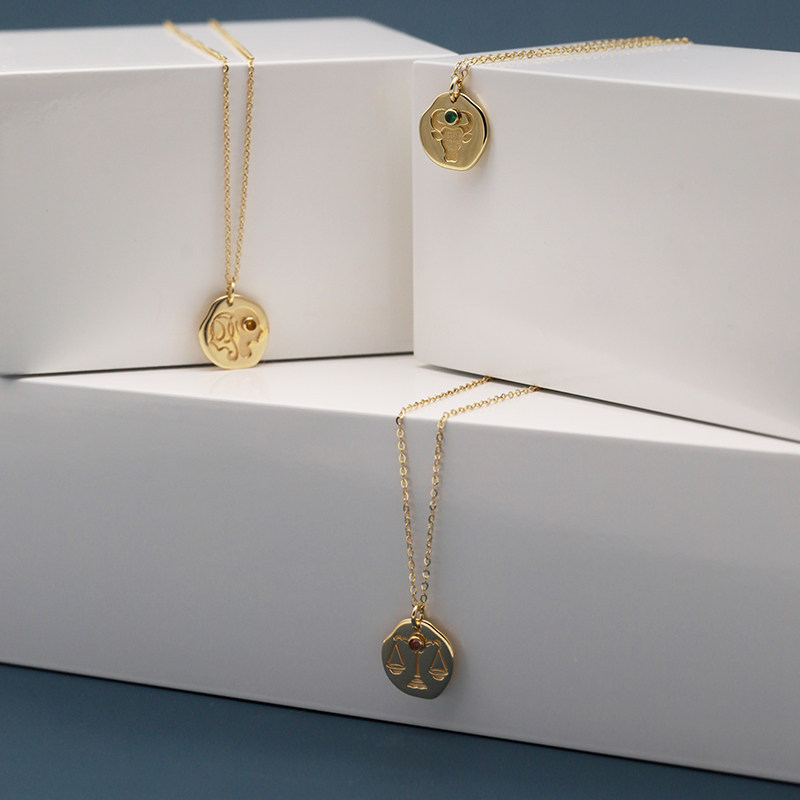 mscat星座女9k金守护石送女友颈链 无有乐园项链