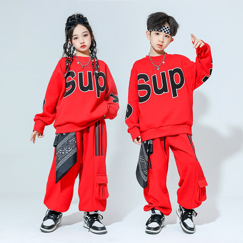 街舞儿童潮服秋季啦啦队演出服班服衣服中小学生运动会开幕式服装 - 图0