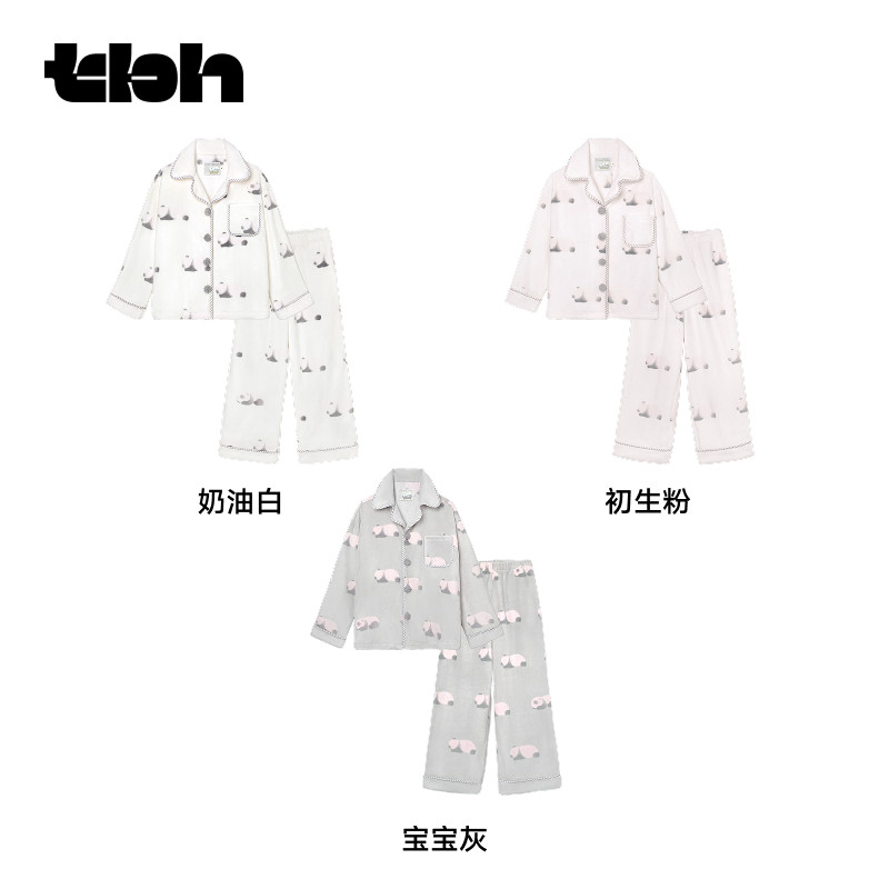 tbh野兽派家居熊猫嘭嘭法兰绒家居服套装加厚保暖可外穿睡衣女冬,淘宝优惠券,粉丝福利购,淘宝优惠卷