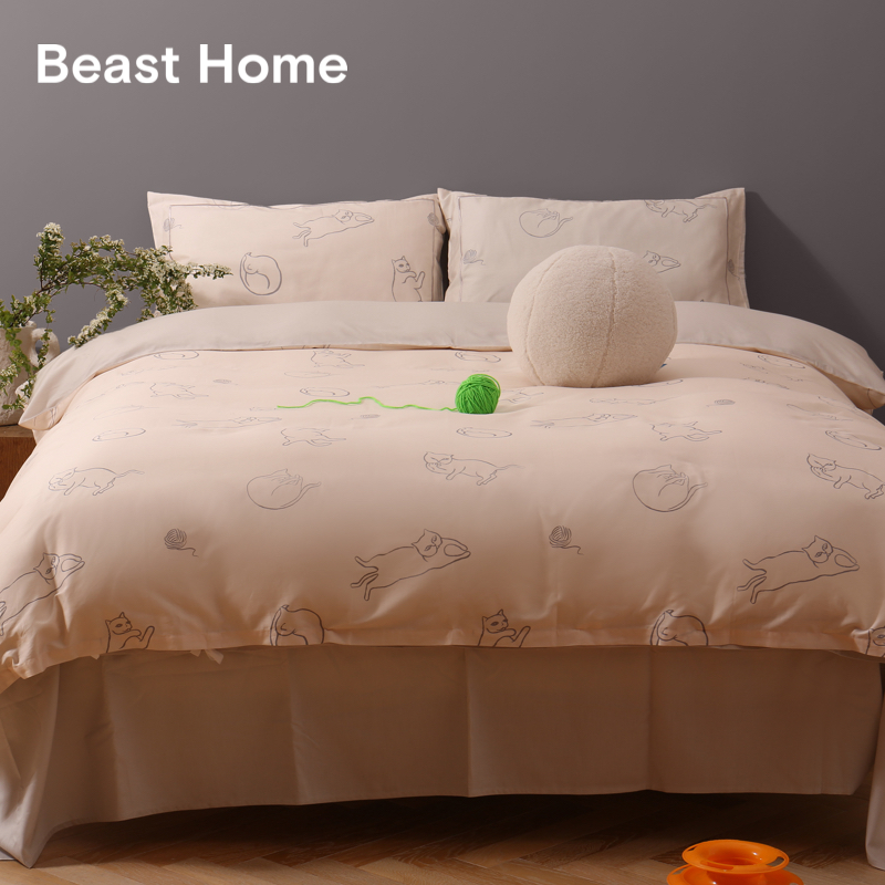 野兽派家纺缎纹纯棉印花四件套床上用品夏季床品 BEAST THE 野兽派家纺缎纹纯棉印花四件套床上用品夏季床品 BEAST THE