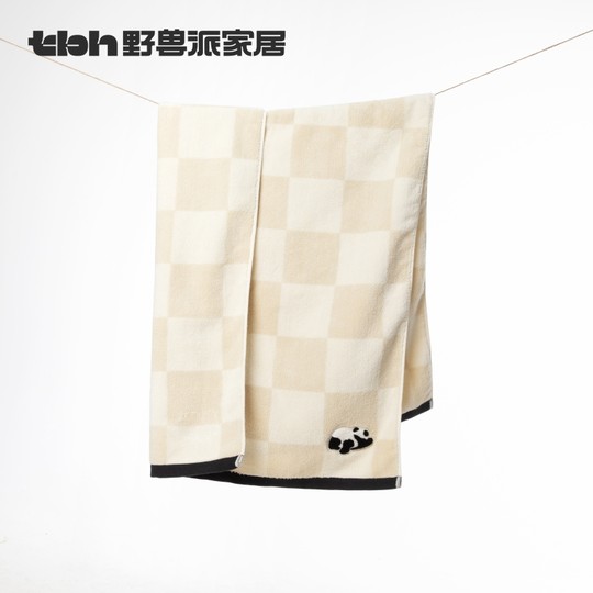 tbh野兽派家居熊猫嘭嘭丝100%丝柔纺新疆棉毛浴巾礼盒礼物*