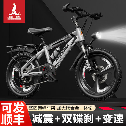 凤凰儿童自行车6-12岁男女孩中大童小学生山地车变速碟刹20寸单车 - 图1
