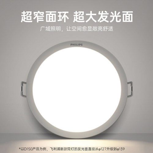 飞利浦筒灯led天花灯嵌入式家用75开孔客厅超薄9公分吊顶射灯10cm - 图0