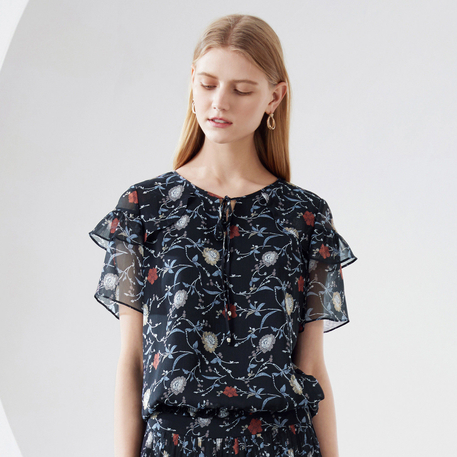 juzui /玖姿奥莱商场同款雪纺衫 玖姿outlets店蕾丝衫/雪纺衫