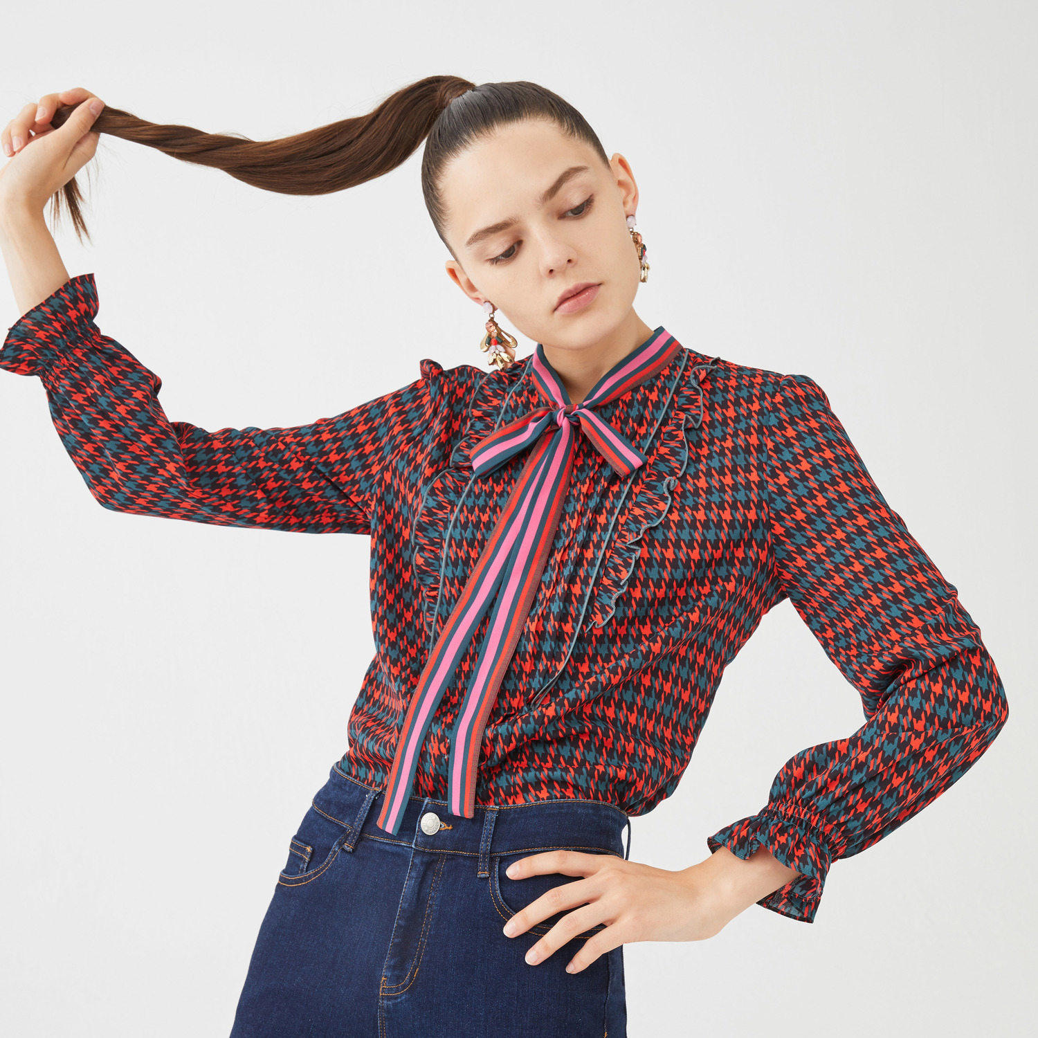 juzui /玖姿官方奥莱店冬季女衬衫 玖姿outlets店衬衫