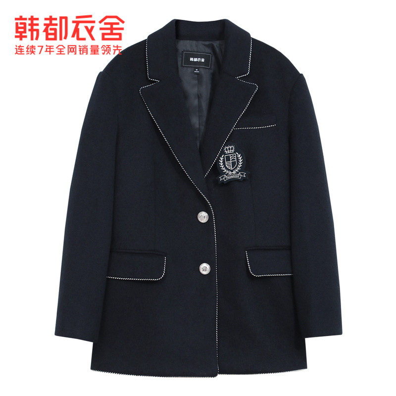 韩都衣舍outlets春款宽松休闲大衣 韩都衣舍outlets店毛呢外套