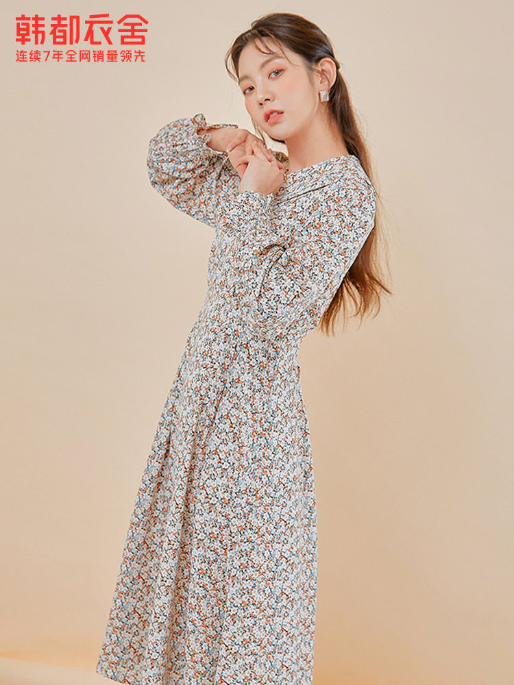 韩都衣舍outlets中长款碎花连衣裙 韩都衣舍outlets店连衣裙