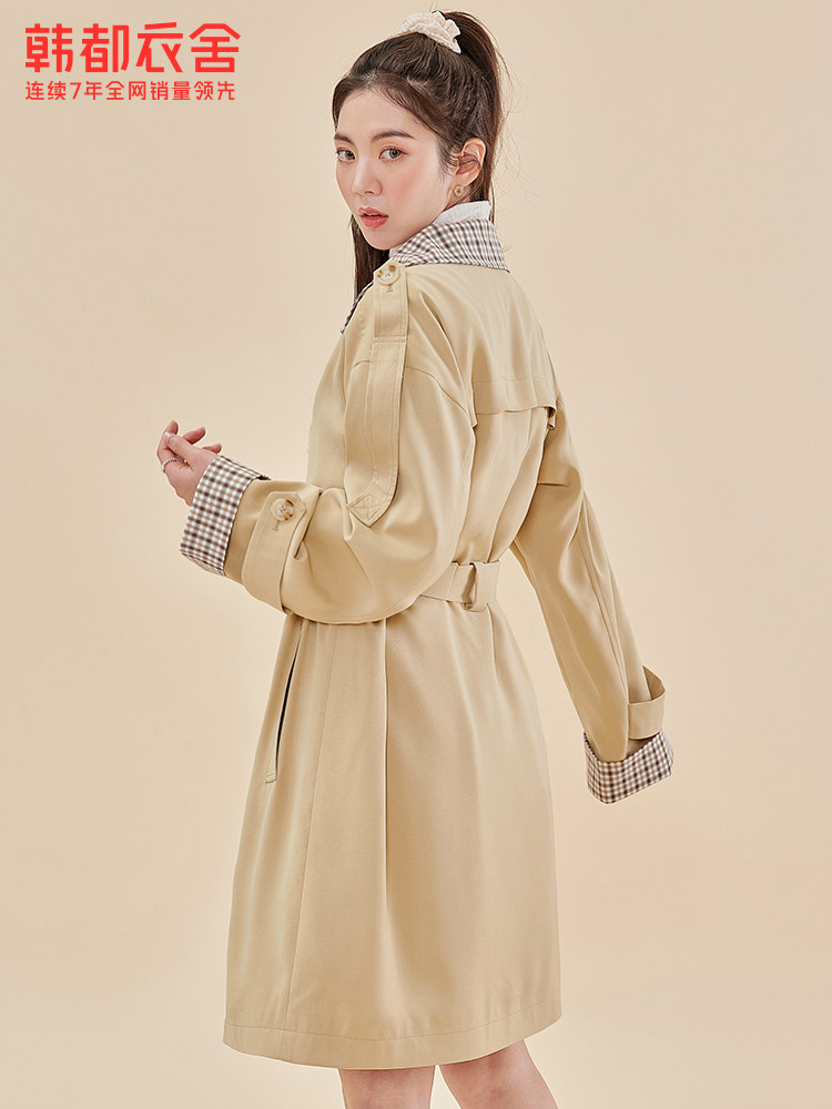 韩都衣舍outlets女2021秋冬装风衣 韩都衣舍outlets店风衣