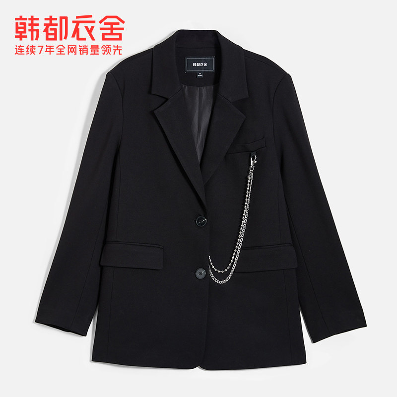 韩都衣舍outlets黑色外套小西服 韩都衣舍outlets店西装