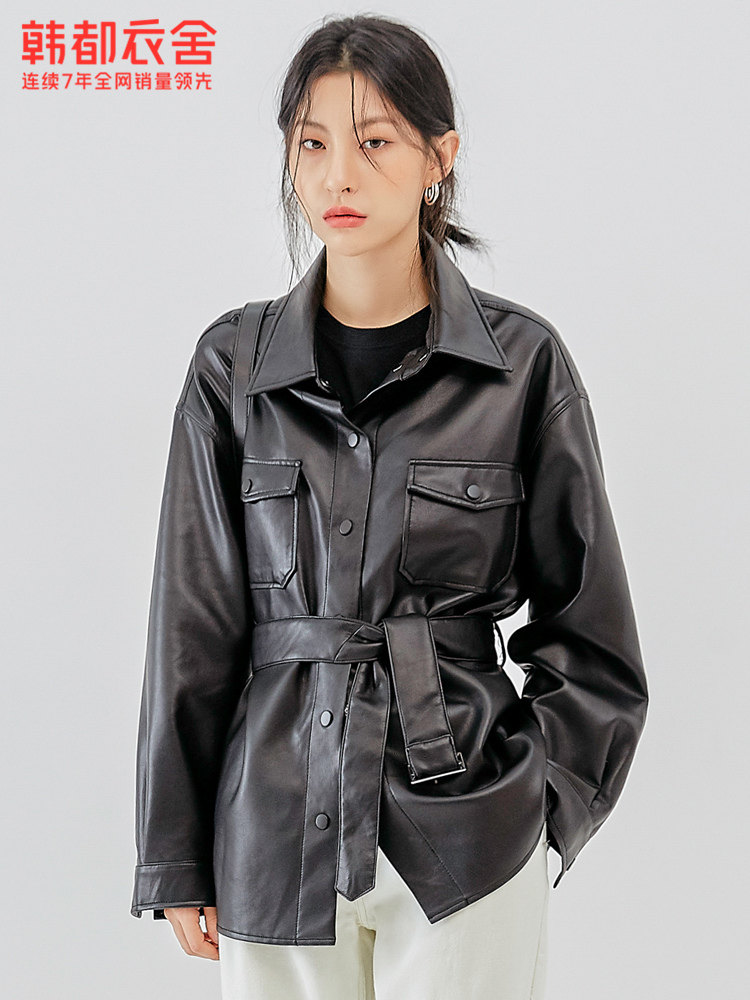 韩都衣舍outlets冬季黑色工装夹克 韩都衣舍outlets店短外套