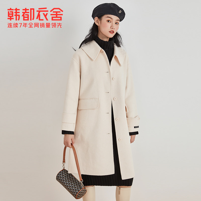 韩都衣舍outlets冬新款格子女大衣 韩都衣舍outlets店毛呢外套