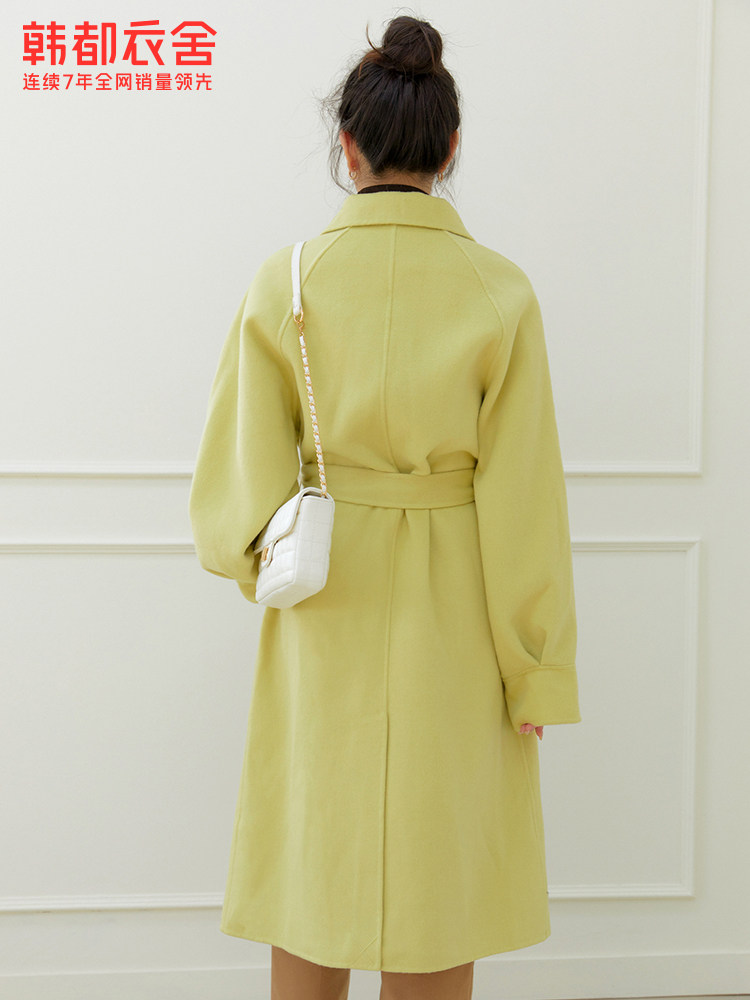 韩都衣舍outlets冬季双面呢中长款 韩都衣舍outlets店毛呢外套