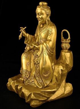 黄铜药王孙思邈铜像家居摆件名医圣神医孙思邈神像工艺品摆设神医