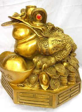 黄铜金蟾大号摆件家居客厅铜金蟾三足蟾蜍公司店铺底座开业送礼