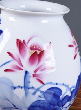 景德镇陶瓷花瓶 手绘(荷香)福筒 时尚家居摆件 买家收藏