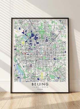 定制客厅办公室北欧城市地图挂画