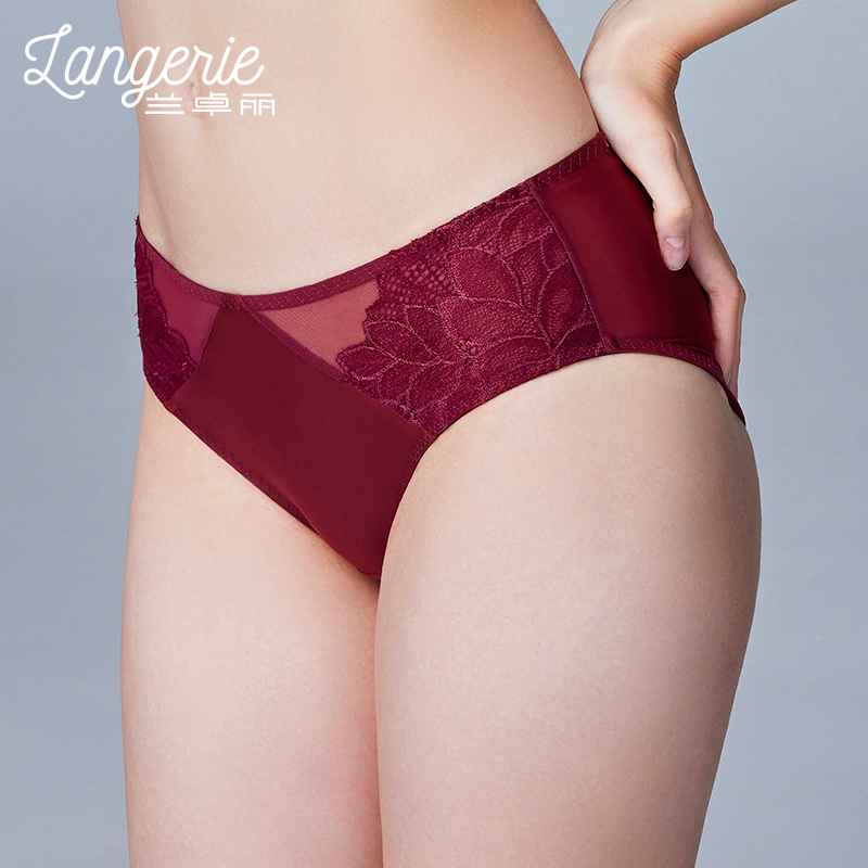 兰卓丽性感蕾丝内裤女中低腰三角裤短裤舒适亲肤透气底裤纯棉底裆 - 图0