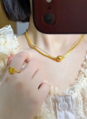 时尚双层有求必应珠子锁骨链