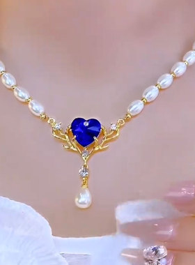 海洋之恋蓝色爱心珍珠项链2025款