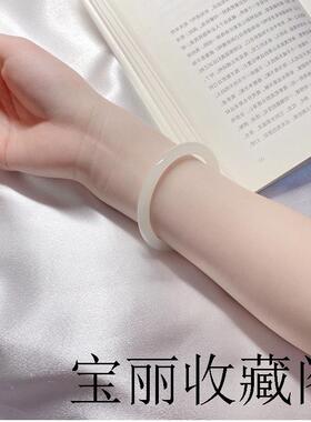 美人细圆条青白玉叮当镯时尚玉手镯和田玉色镯子少女款高级感时尚