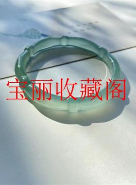 高冰种玛瑙玉手镯青绿色竹风亮节玉镯镯子节节高升国风男女款手镯