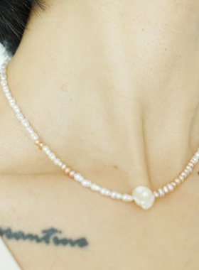 天然淡水珍珠锁骨链小众碎银子