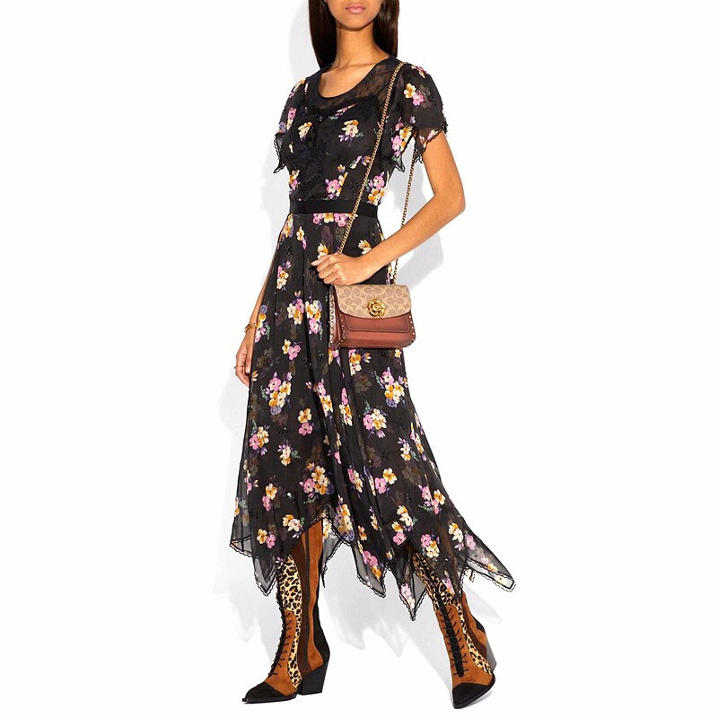 coach /蔻驰专柜女士山茶花链条包 GINKGOES海外女士包袋